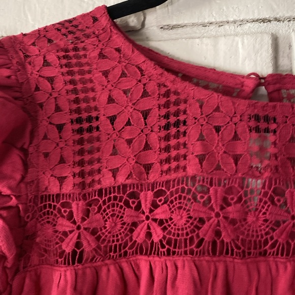 Torrid Mini Rayon Slub Crochet Yoke Shift Dress - Picture 6 of 11